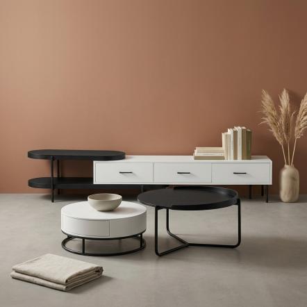 Nordic Telescopic Round Coffee Table And TV Cabinet Combo 884A# BF