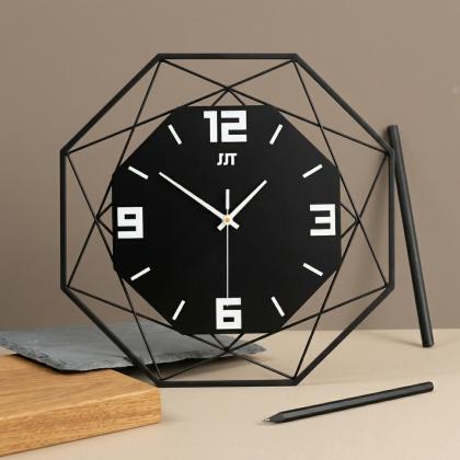 55*55 Black Tube Polygonal Wall Clock