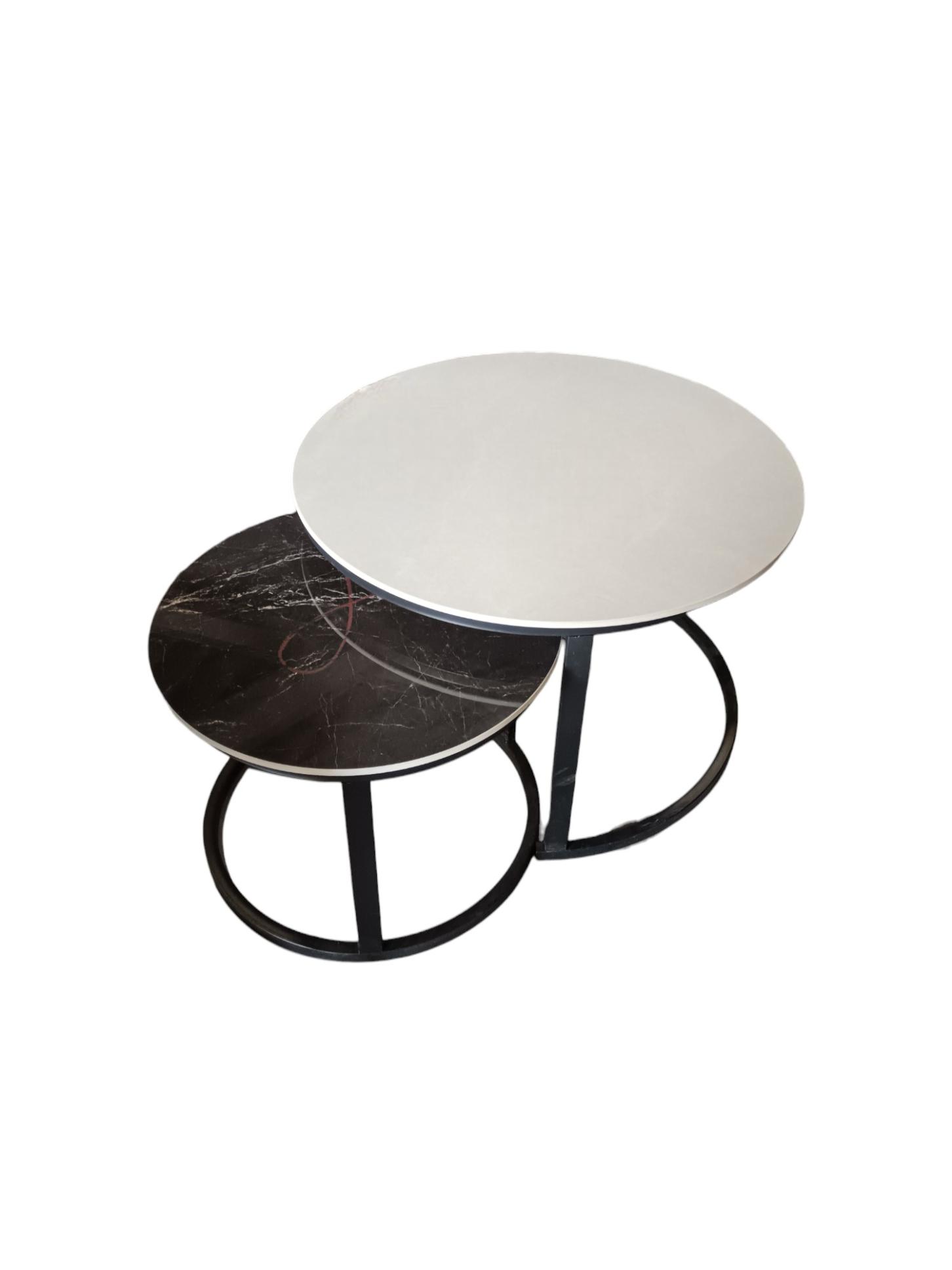 Modern Black and White Nesting Coffee Table Set