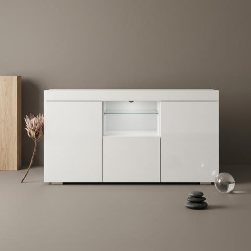 White TV Stand With Blue LED Lights G-19