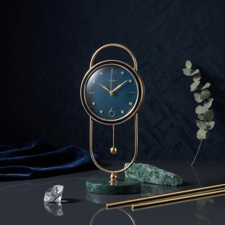 ARMENS LUXURY TABLE CLOCK WITH BLUE FACE & BLACK TRIMMING 6957A-1