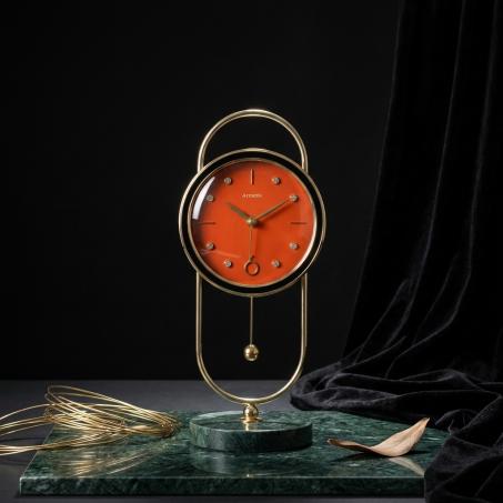 ARMENS LUXURY TABLE CLOCK WITH RED FACE & BLACK TRIMMING 6957C-1