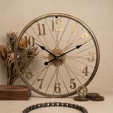 Modern Bicycle Style Wall Clock Black & Gold YX20210806