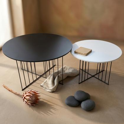 Modern Set of 2 Coffee Tables Black & White Z-014
