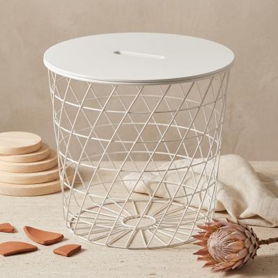 Iron Art Small Round Table Sofa Side Table Z-007W : White