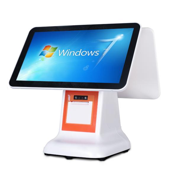 Q6 POS 15.6+15.6 Electronic Cash Register Dual Screen Capacitive Touch Screen All in One POS System with cashdraw