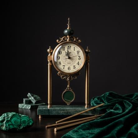 Metal Luxury Office Swing Desk Clock With Marble Base