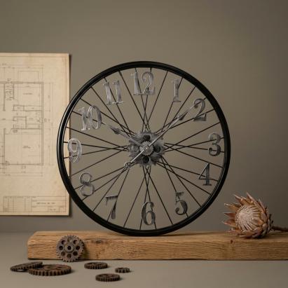 Modern Bicycle Style Wall Clock Black & Silver YX20210806