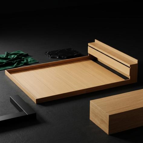 Simple bedstead  J-BD-002 1.37 wood 130*57*20cm BF