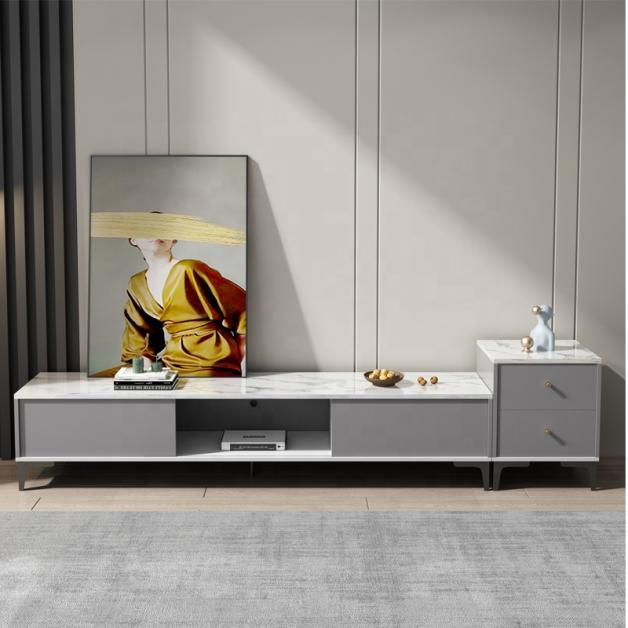 Tv Stand With Side Cabinet Faux Top Marble