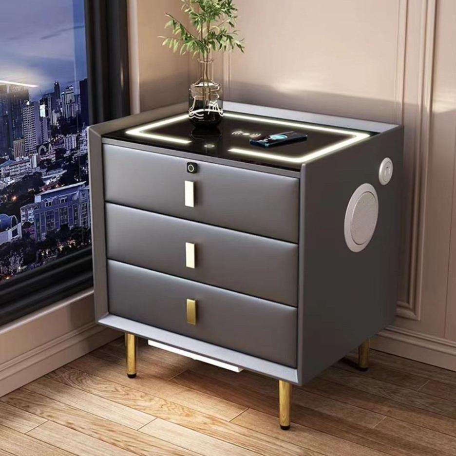 Modern Intelligent Bedside Table With Bluetooth Speaker Gray K29-2
