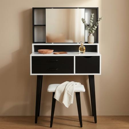 Modern Bedroom Mirror-Side White 3-Drawer Dresser 821#